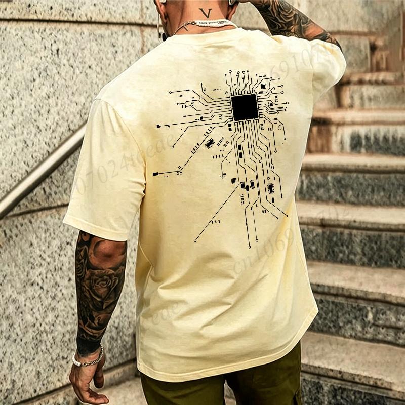 Unisex Oversized T Shirt Cpu Chip Graphic Tees Electronic Engineer Programmer Geek Print Short Sleeve Casual Streetwear Couple Tops