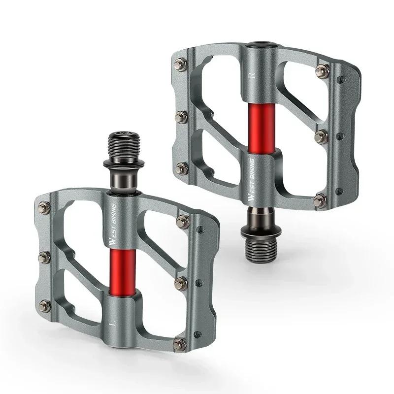 

WEST BIKING Road Bike Ultralight Pedals CNC Aluminum Alloy MTB 3 Bearings Anti-Slip Compact Cycling Flat Pedals Bicycle Parts серебряный