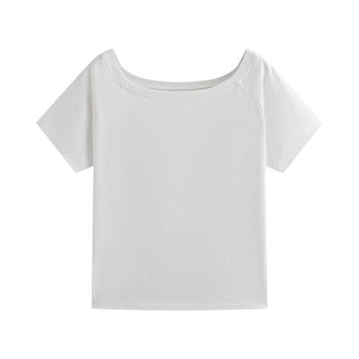 One-length White Short-sleeved T-shirt for Women In Summer New Loose Hot Girl Simple Half-sleeved Slim and Slippery Shoulder Top