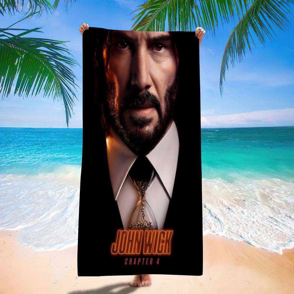 Classic Movie John Wick Microfiber Printed Beach Towel Mountain Climbing Yoga Beach Swimming Running Absorbent Soft Towel