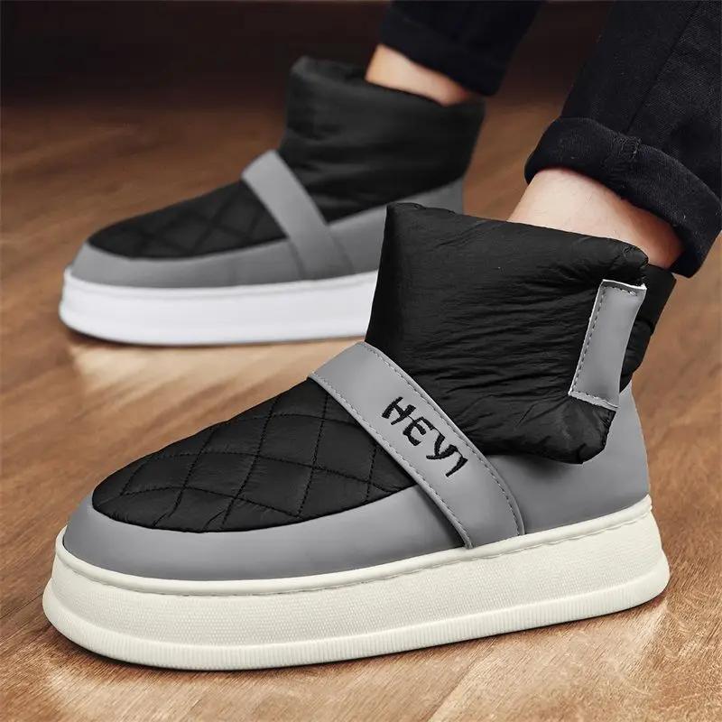 Cotton Shoe Warm Cold Proof Platform Men's Snow Boots Sale Waterproof Fleece Original Deals Casual Work Offer Male Winter Shoes
