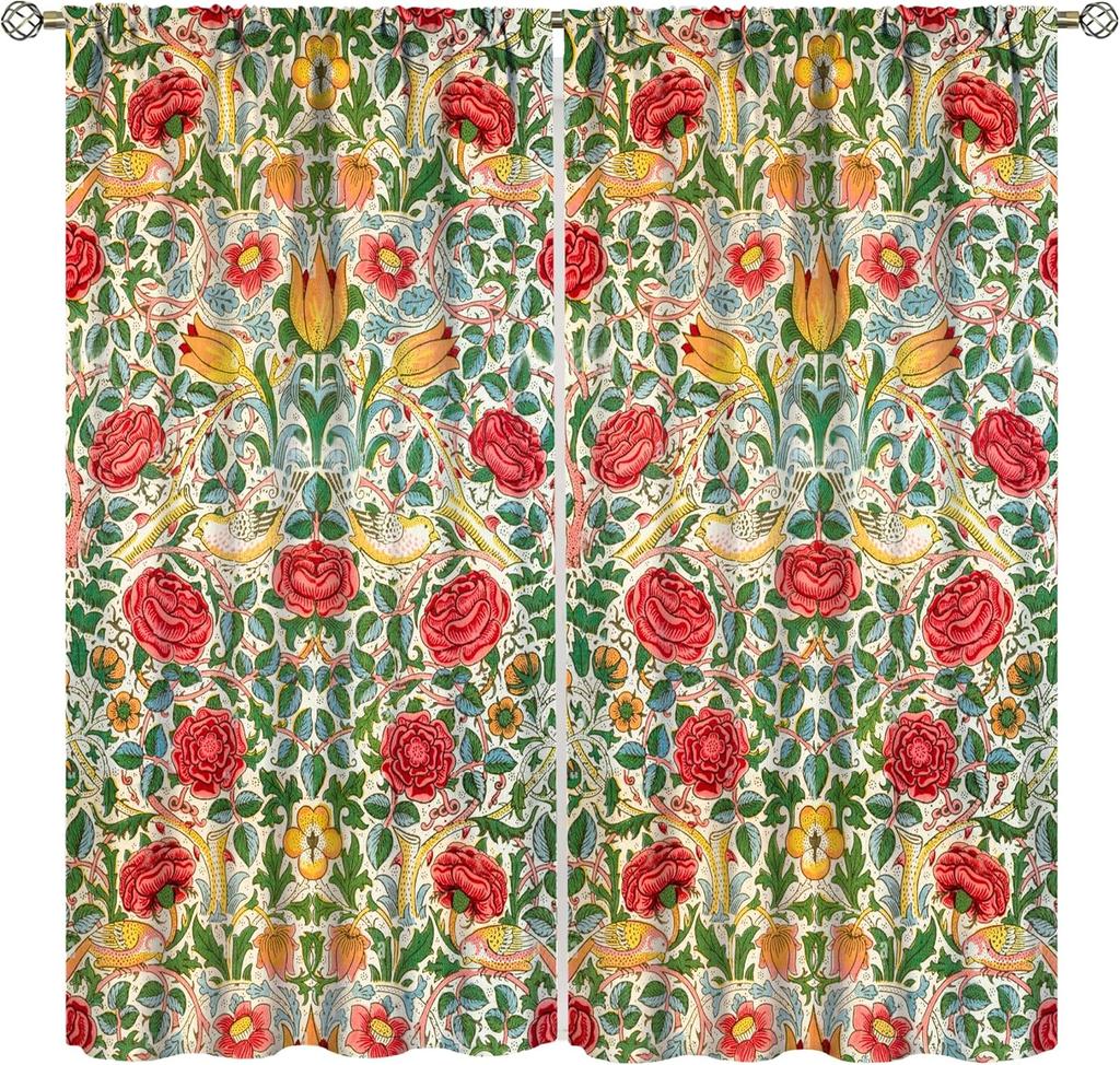 Tende Floreali Vintage Ycness William Morris Stile Pittorico Floreale Finestre della Stanza Tende per Camera da Letto Soggiorno Tenda Poliestere Perfette Per