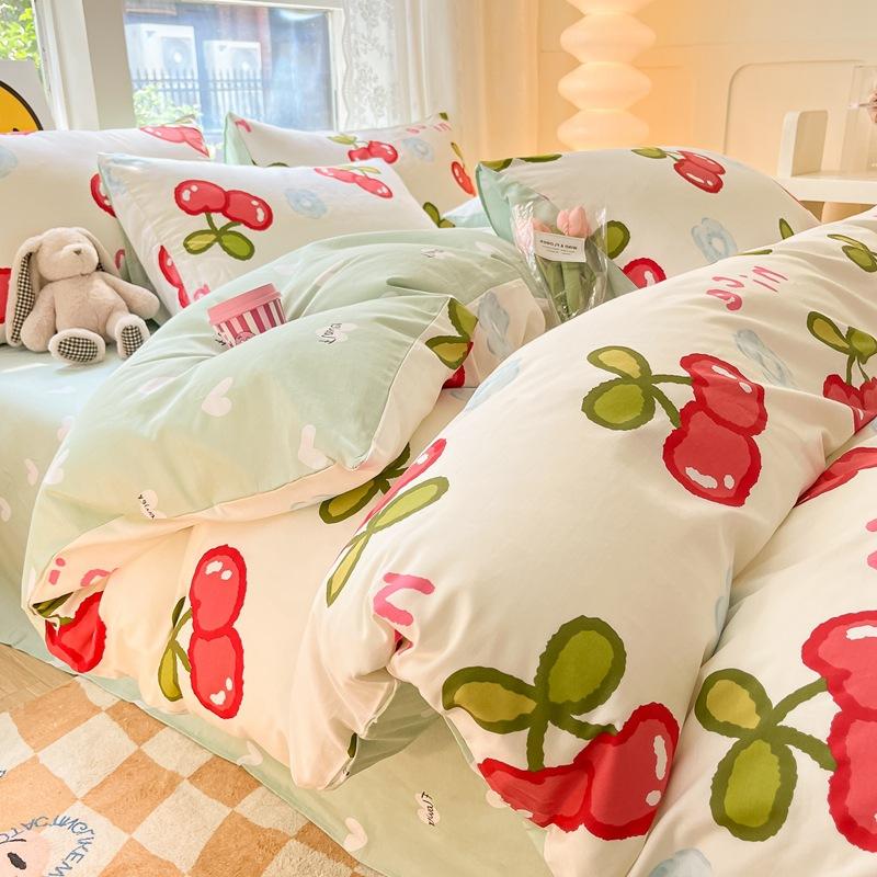 Small Fresh Pure Cotton Bed Four-piece Bedding Quilt Cover Bed Sheet Dormitory