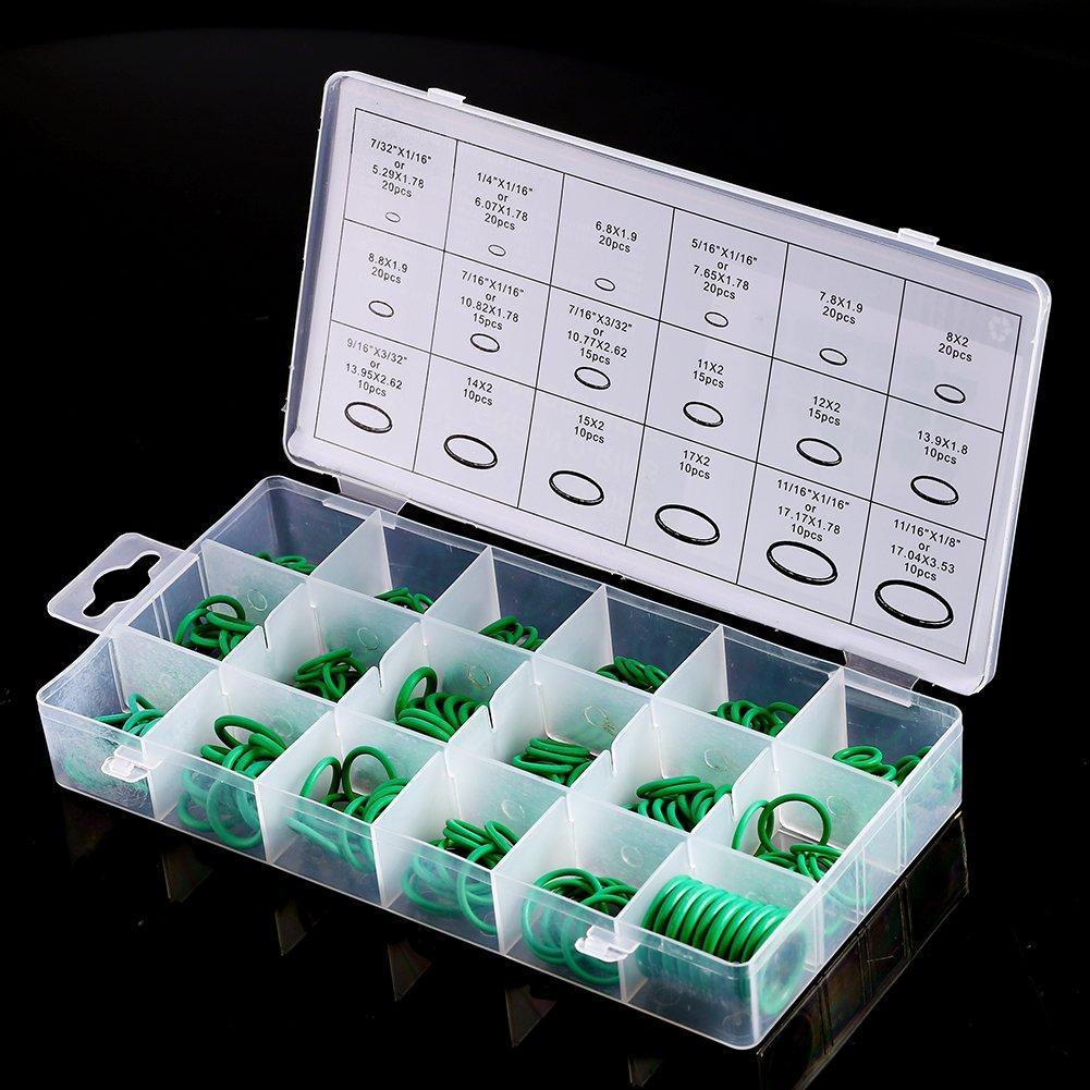 270Pcs 18 Sizes Assortment Kit Rubber O Ring Air Conditioning HNBR O Ring Set for Insulation Gasket Washer Seals Air Conditioning Car Auto Vehicle