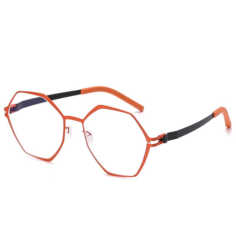 Screwless Lightweight Myopia Glasses with Adjustable Nose Pads and Thin Steel Business Frame