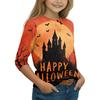 Kids Casual Long Sleeve T-Shirt with Halloween Print Round Neck for Party Costume