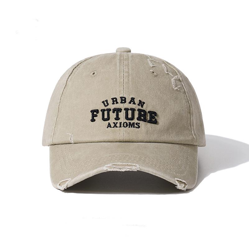 Trendy fashion hole washed old baseball cap spring and summer street versatile men's and women's green sun hat