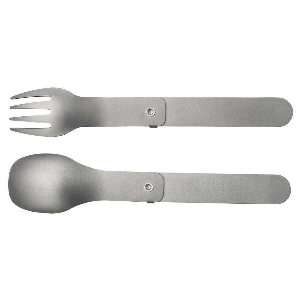 WINNERWELL Titanium Folding Fork & Spoon Set, Lightweight, for Camping, Outdoor Touring, Backpacking, and Bushcraft [Official Japanese Product]