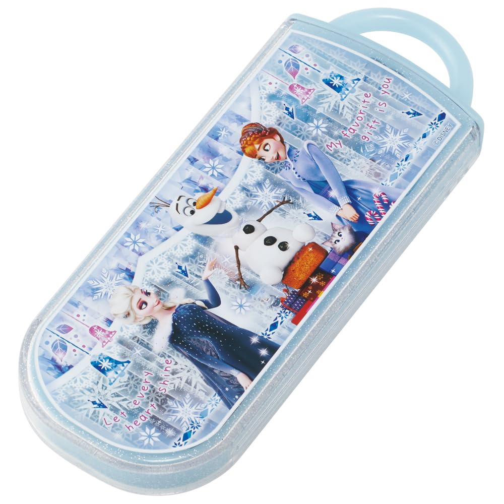 Skater Bento Trio Set Disney Frost 24 Delar för Tillverkad i Japan (Pinnar, Sked, Gaffel) Barn, Antibakteriell, Lätt att öppna Skjutöppning, (TACC2AG-A)