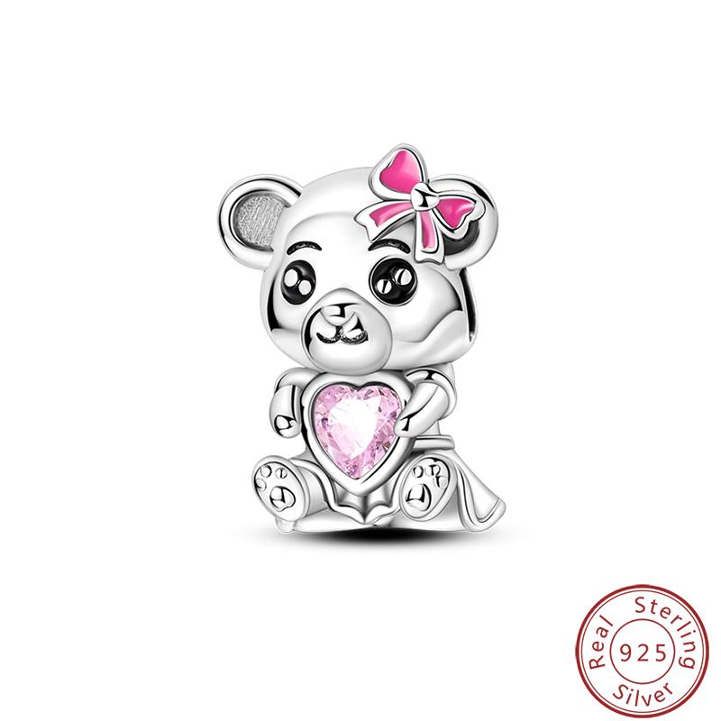 Süßes Kupfer Zirkuskleid Blumen Plüsch Junggesellenhut Bärenanhänger Perlen 3mm DIY Schmuck