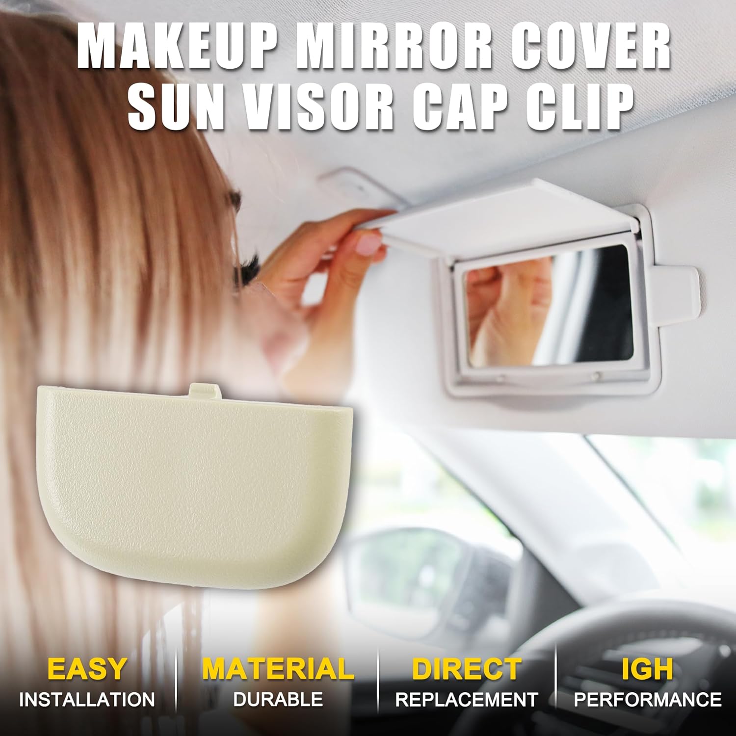 

Makeup Mirror Cover Sun Visor Cap Clip for Ford Fusion Robust No.DS7Z54672A40AF | Inner Sun Visor Bolt Cover Beige with Flat Pry Bar 1 Set