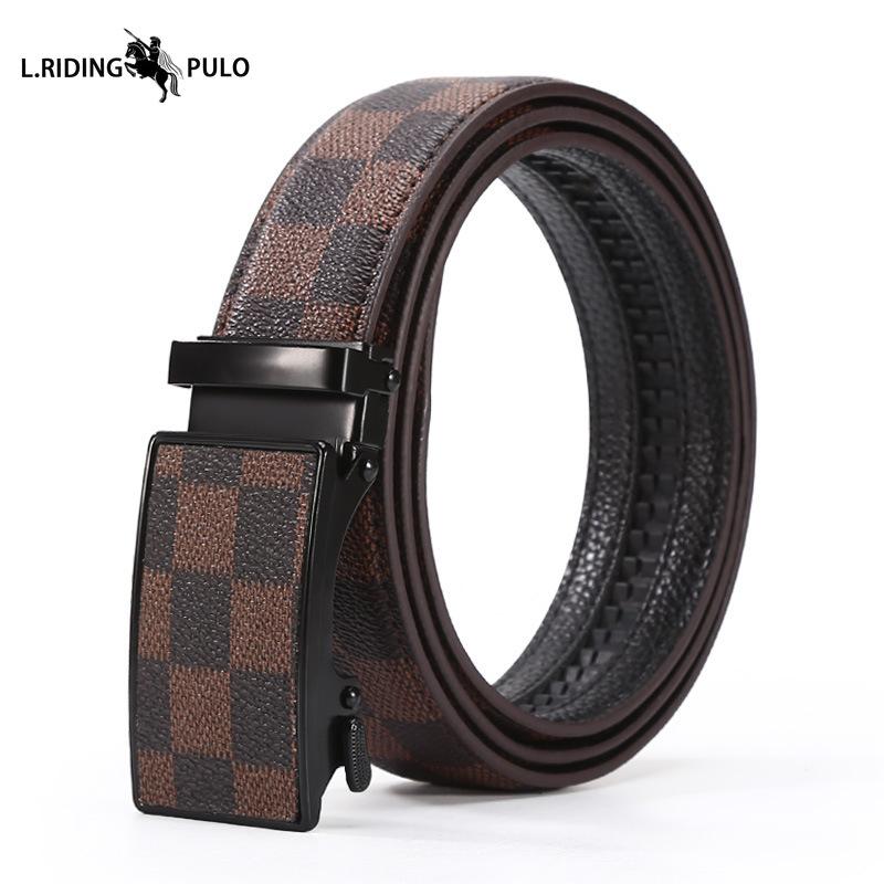 

Мужской кожаный ремень Деловой универсальный ремень с автоматической пряжкой Ремень для брюк для мужчин среднего и молодого возраста 120cm