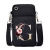 Gold Color Letters A B C D Mini Mobile Phone Bag Pink Flower Alphabet Vertical Handbag 26 Initials Flower Woman Purse Handbags
