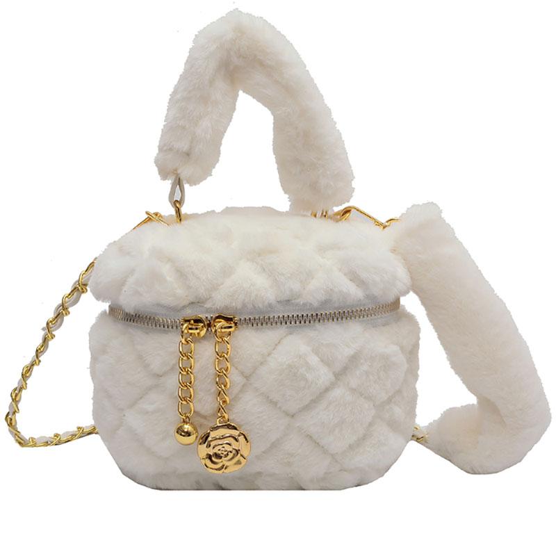 Autumn And Winter Plush Niche Design Sense Bag  New Women Solid Color Popular Chain Crossbody Pack Fashion Simple Furry Bags
