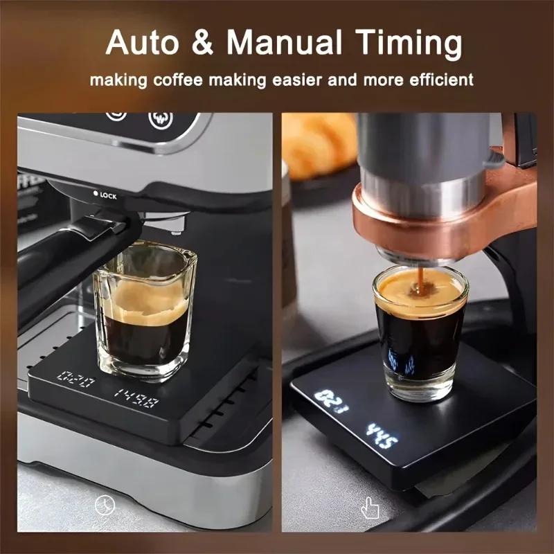 Electronic Coffee Scale with Silicone Pad Digital Coffee Scale with Timer LED Display USB Charging Home Cafe Use Good Gift