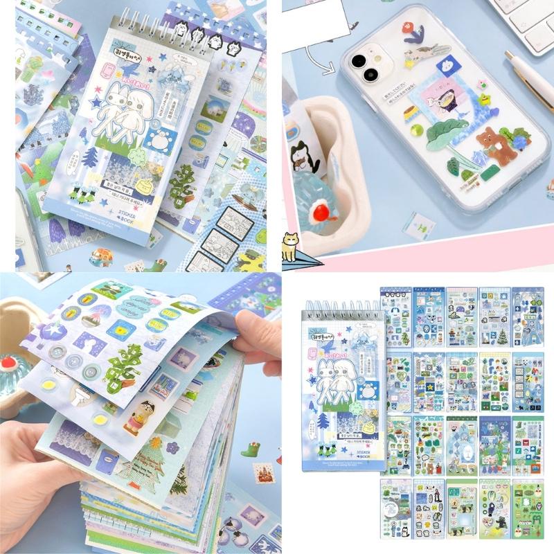Aesthetic Sticker Adhesive Note Pad 20Sheets/Pad Scrapbooking Sticker for Journal Notebook Planner Phone Album Phone