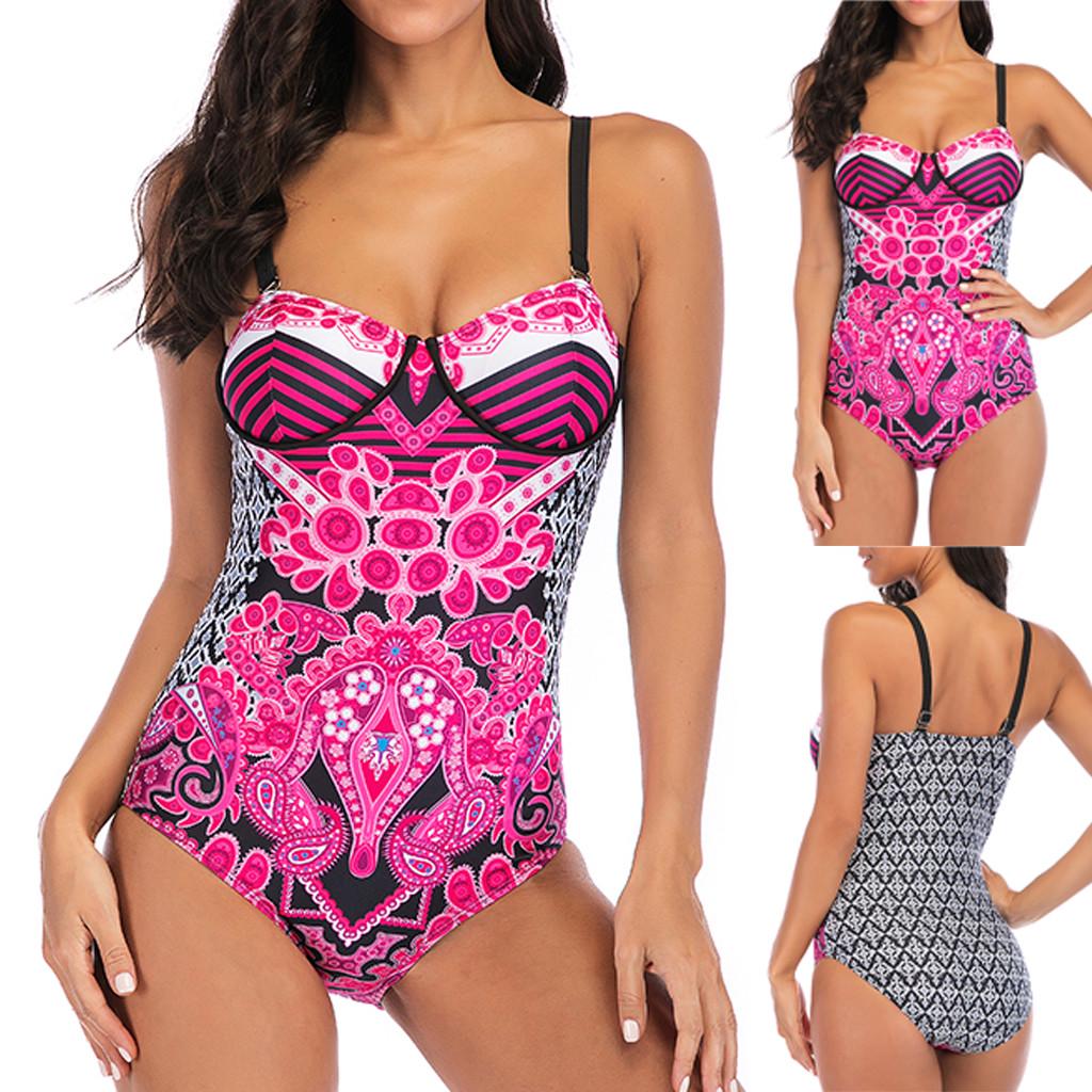 Moda Mujer Trajes De Baño Con Cuello En V Impresión Siamese Moda Mujer Trajes De Baño Con Cuello En V Impresión Siamese