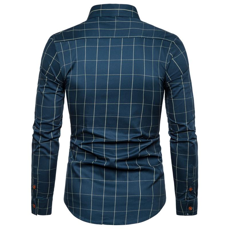 Men's Cotton Shirt Fashion Plaid Long Sleeve Shirts Men Casual Business Slim Fit Office Shirt