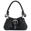 Hazel Treasure Charm Embossed Design Pleated Shape Leather Shoulder Bag Women Bags Black 8212000EWL00BGDARKGREY