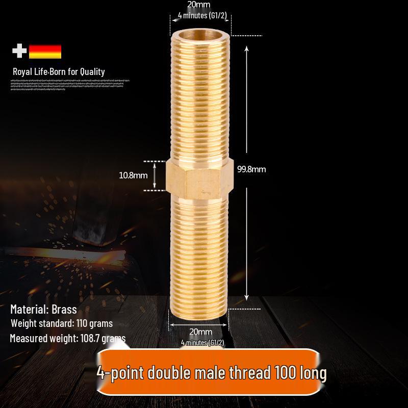 All-Copper Male Thread Direct Coupling, Short To Extended Thread, 4-Point To 6-Point, 1-Inch Inlet Pipe Reducing Joint