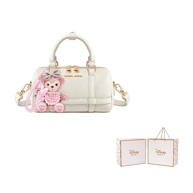 Disney Mickey Ins Style Fashion Versatile Boston Bag Women Handbag Milk-White Cherry-Blossom-Pink BMK-73319