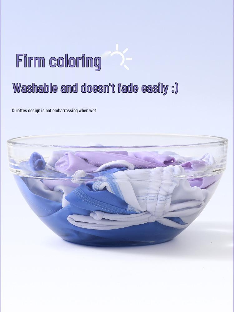 2025 Girls' Conservative Two-Piece Swimsuit: Fresh Waist-Slimming Short Skirt & Short-Sleeve Design