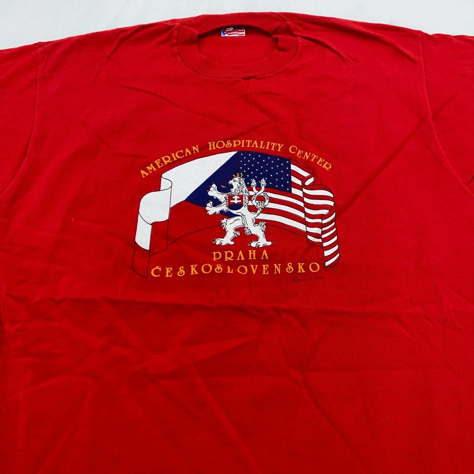 VTG AMERICAN HOSPITALITY CENTER PRAGUE CZECHOSLOVAKIA T-Shirt L Czech Republic XL