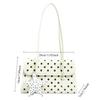 Sweet-style Flap Shoulder Bag, Y2K-inspired Polka Dot Baguette Bag, Underarm Bag with Lace Star Charm, Preppy Everyday Shoulder Bag.