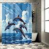 Leap Of Dolphins In The Blue Ocean - Waterproof Shower Curtain For Your Bathroom Suitable For Wet And Dry Separation Easy-Clean
