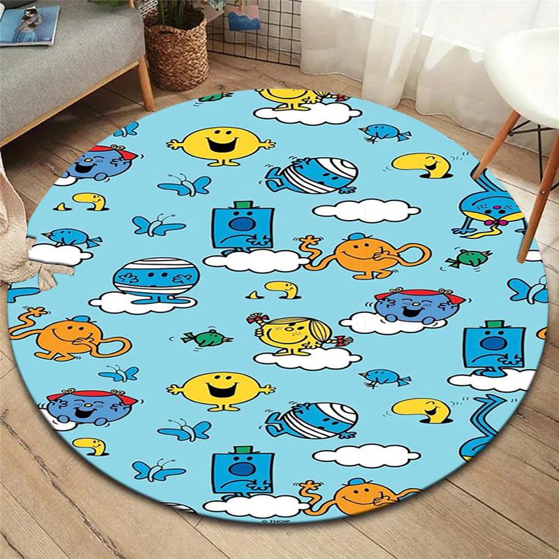 Herr. Herren Teppich Little Miss Rund, Teppich für Wohnzimmer Schlafzimmer Sofa Spielzimmer Dekor, Rutschfeste Bodenmatte