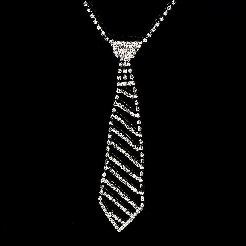 Rhinestone Tie Long Necklaces for Women: Fashionable Diamond-Embedded Bow-Tie Style, Dual-Purpose for Clothing Decoration !