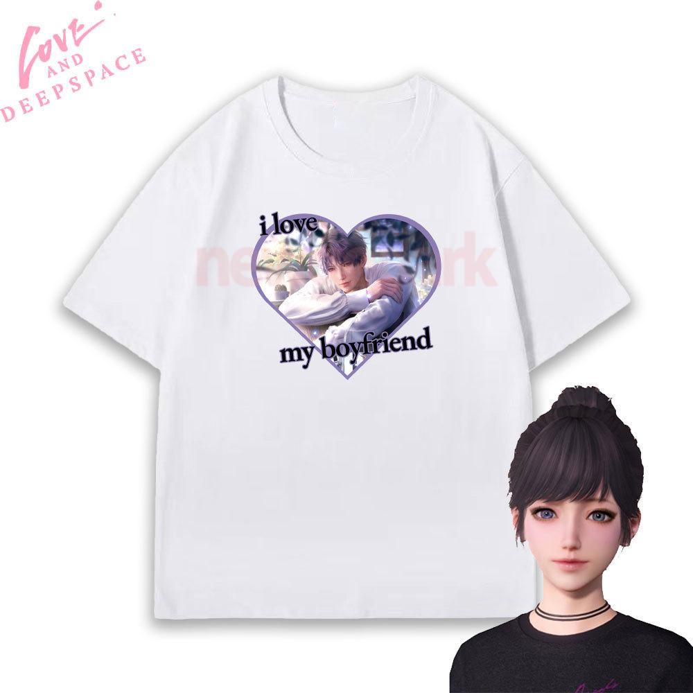 

Я люблю своего парня Рафаэля Футболка с принтом Love and Deepspace Игровые футболки Otome Женская Мужская Пара Сладость Хлопковая Короткий рукав S