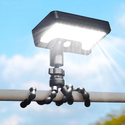 LIFENGSOLER 92 LED Solar IP65 mit flexiblem Stativ, verstellbar, USB, Bewegungssensor, 600 Lumen, Tageslicht, für Parkplatz und Camping, 1 Leuchte, Outdoor, Wasserdicht, &