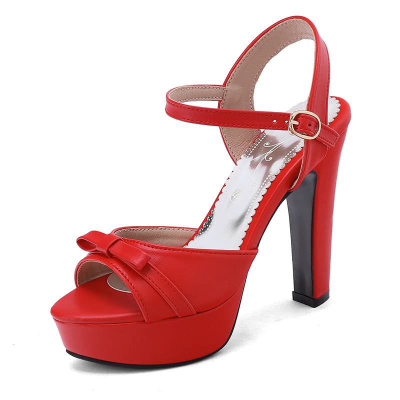 Krazing Pot Polyurethane Super High Heels Summer Size 43 Size 42 Size 50 Butterfly-knot Women Peep Toe Sandals