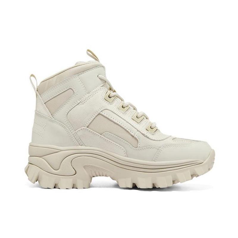 Skechers Street Blox Women Fabric Leather Shock Absorbing Wear Resistant Height Boost High Top Chunky Dad Sneakers Milky White 155260C-OFWT