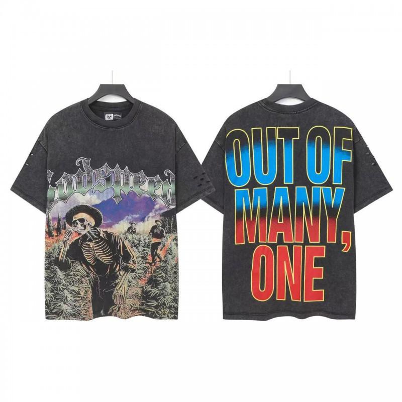 Mens Oversized Graphic Tee With Skull Print Washed Vintage Cotton T-Shirt Loose Fit Short Sleeve Crew Neck