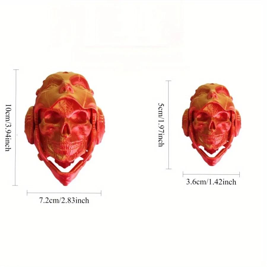 3D Printed Mechanical Skull Figurine: Transformable, Desktop Decor, Holiday Gift (Halloween/Xmas), Multi-Color, Durable