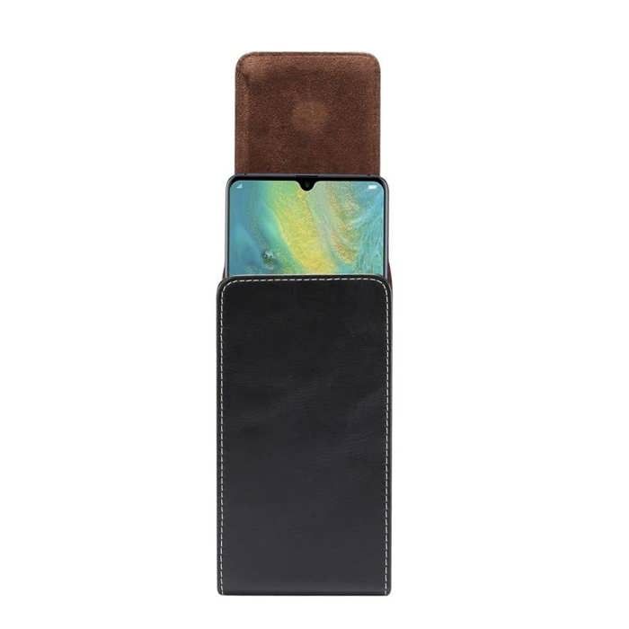 Étui vertical en cuir - HAWEEL - Infinix Hot 30 Play NFC (2023) - Fermeture magnétique - Boucle ceinture & mousqueton - Noir