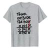 TicTacToe Graphic Print White Crewneck Short Sleeve Relaxed Fit Tee Think Outside The Box Red Diagonal Line Unisex Clothing Tops