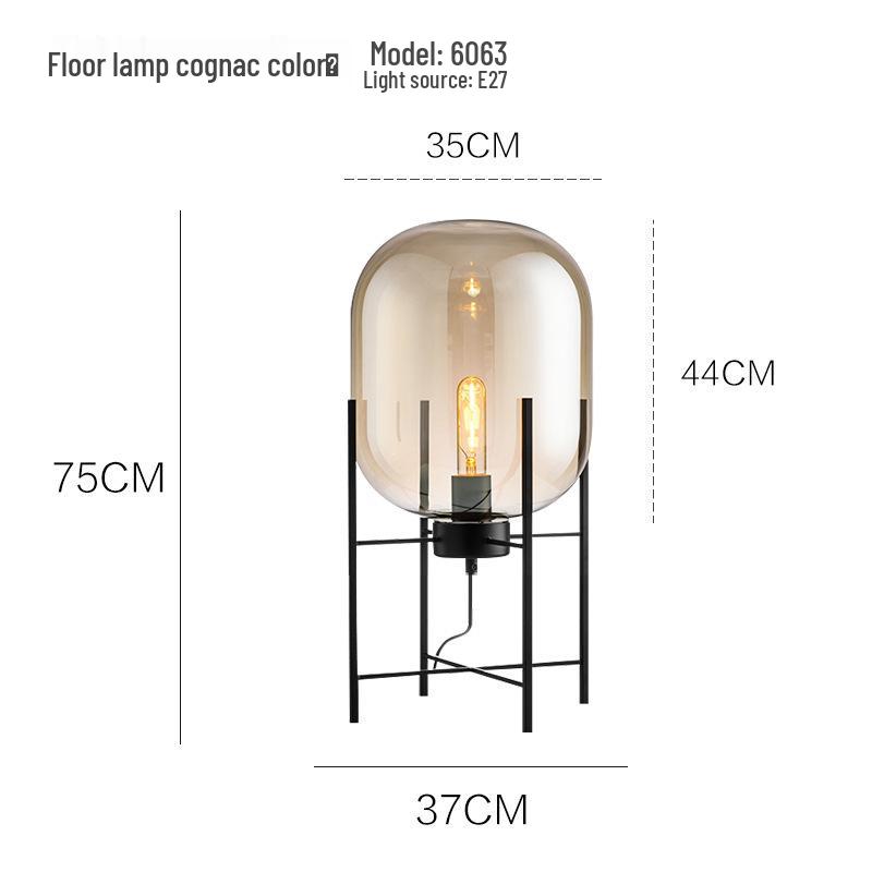 Nordic Industrial Smoky Gray Glass Floor Lamp - Creative Design for Living Room & Bedroom