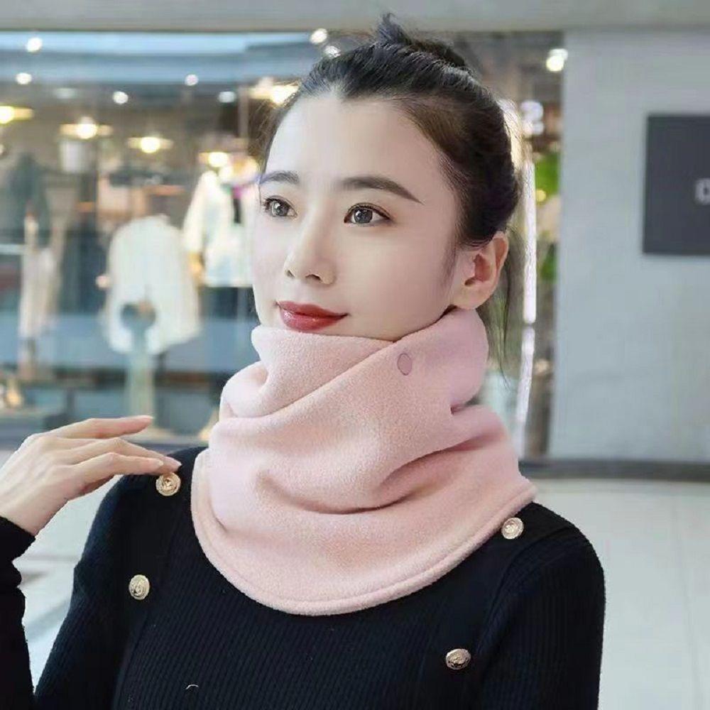 Fashion Solid Color Fleece Neck Scarf Keep Warm Thickened Neck Protector Bib Multifunctional Neck Cover Female