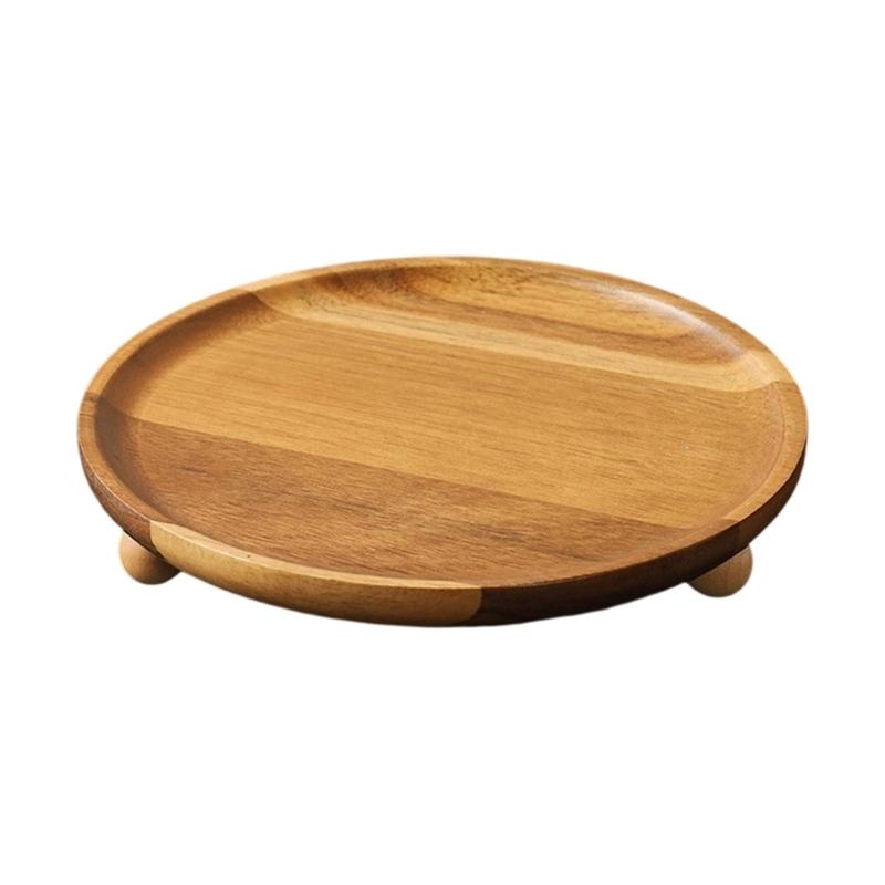 Traditional Japanese Elevated Serving Tray Natural Finish High Foot Display Tray for Food Fruits and Decors Storage