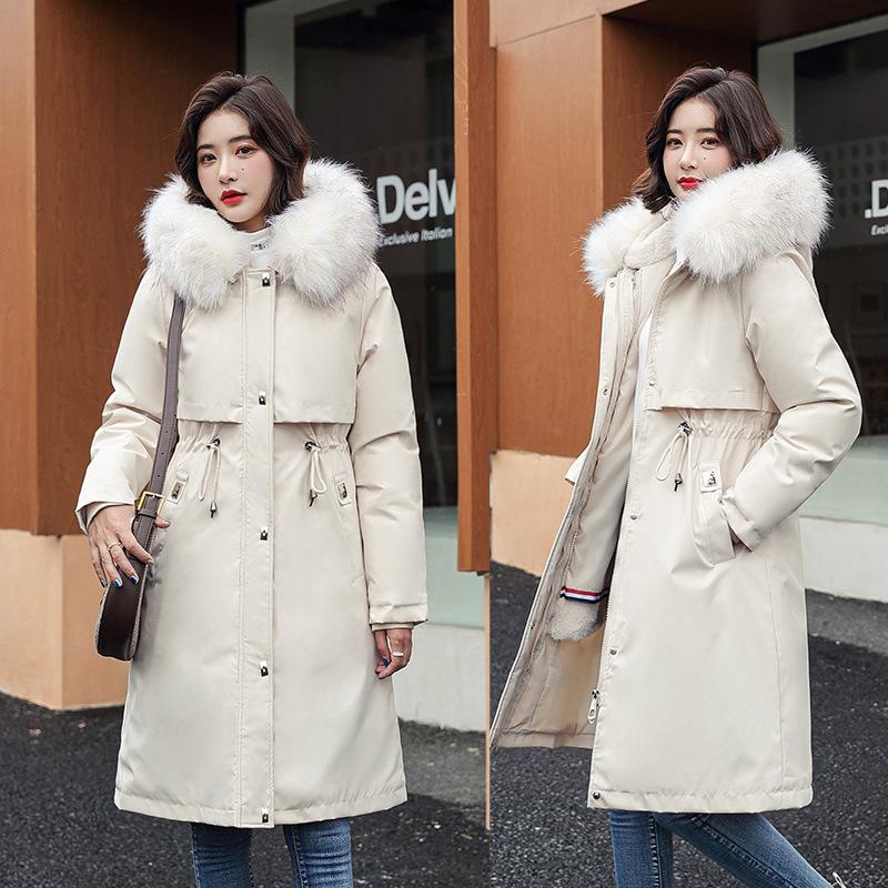 

Женская одежда из хлопка средней длины, модная повседневная женская хлопковая одежда с большим меховым воротником, зимняя XXXL