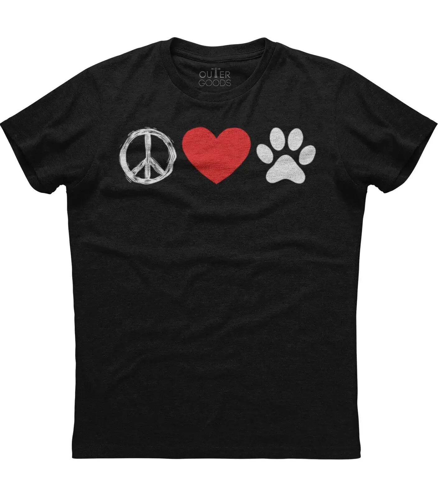 

Peace Love and Dogs Signed Mens Short Sleeve Cotton Black Tshirt S