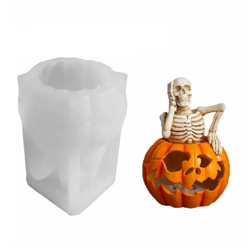 

Halloween Candle Molds Pumpkins Castings Molds Epoxy Resin Molds 3D Skeleton Silicone Moulds Plasters Molds