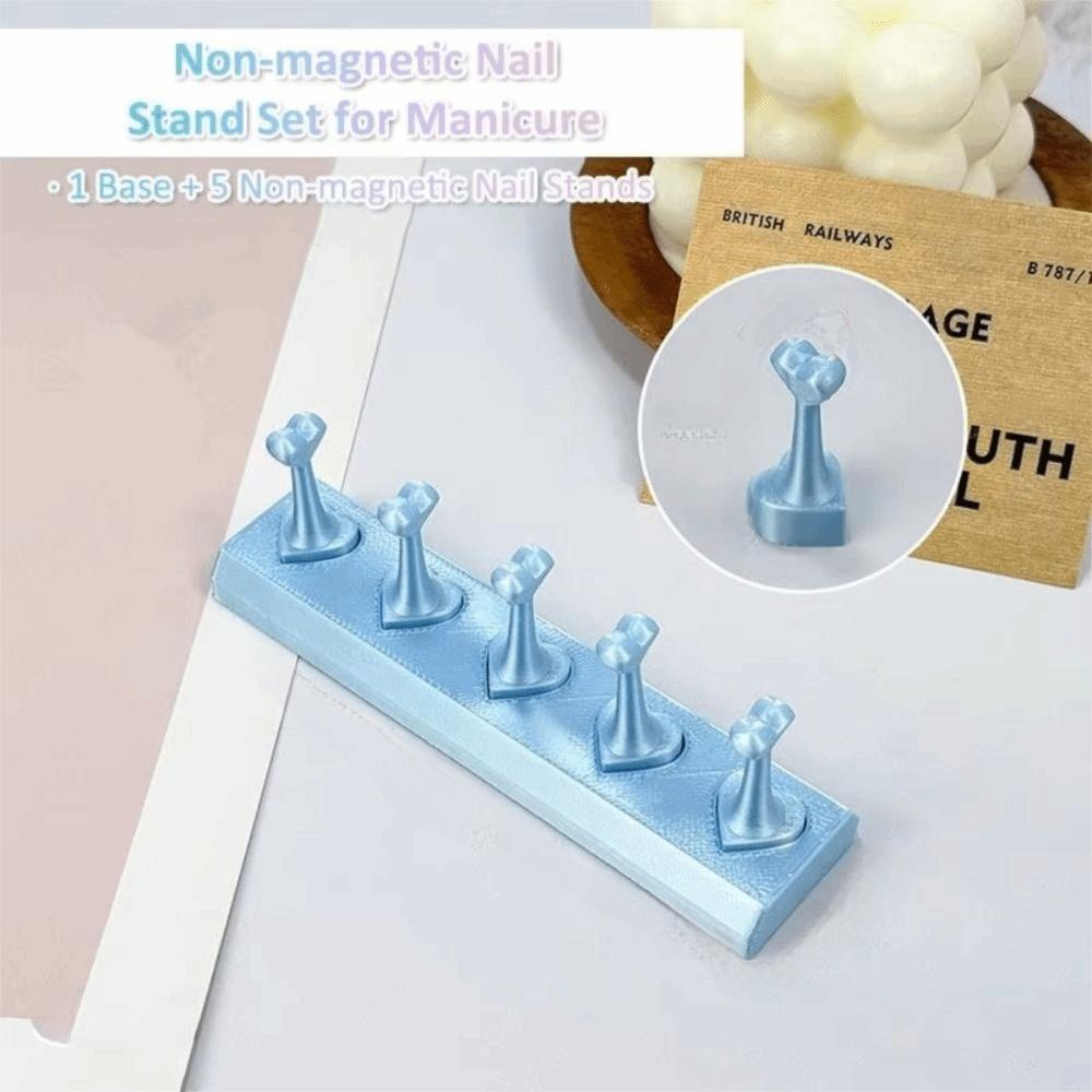 3D Print Non-Magnetic Nail Stand 5 Grid Design Non-Magnetic Nail Showing Holder Heart-Shaped Reusable False Nail Display Rack