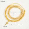 2Pcs/Set Gold Color Crystal Cross Cuban Bracelets for Women Men Punk Chunky Wide Unisex Bracelets Set Hip Hop Daily Wear Jewelry