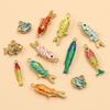 Ozean-Stil Bunte Emaille Koi-Fisch Edelstahl Anhänger für DIY Halsketten und Armbänder Charms