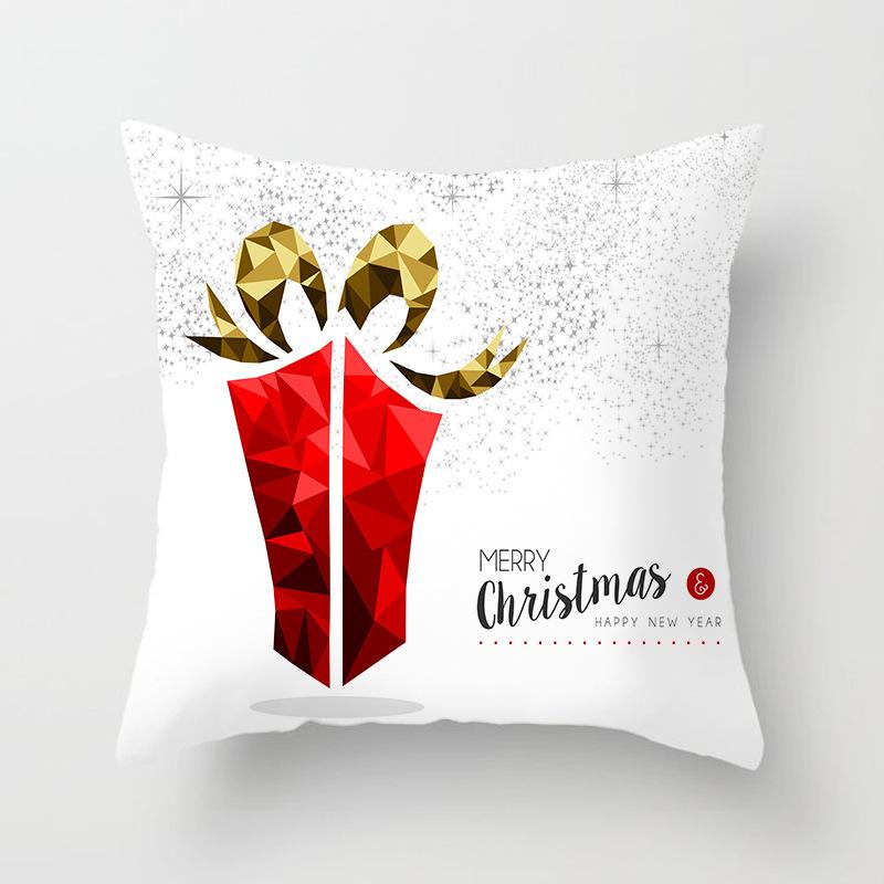 Christmas-Themed Pattern Throw Pillow Cover With Short Plush Print For Living Room Sofa Decoration Cushion Cover Pillow Covers