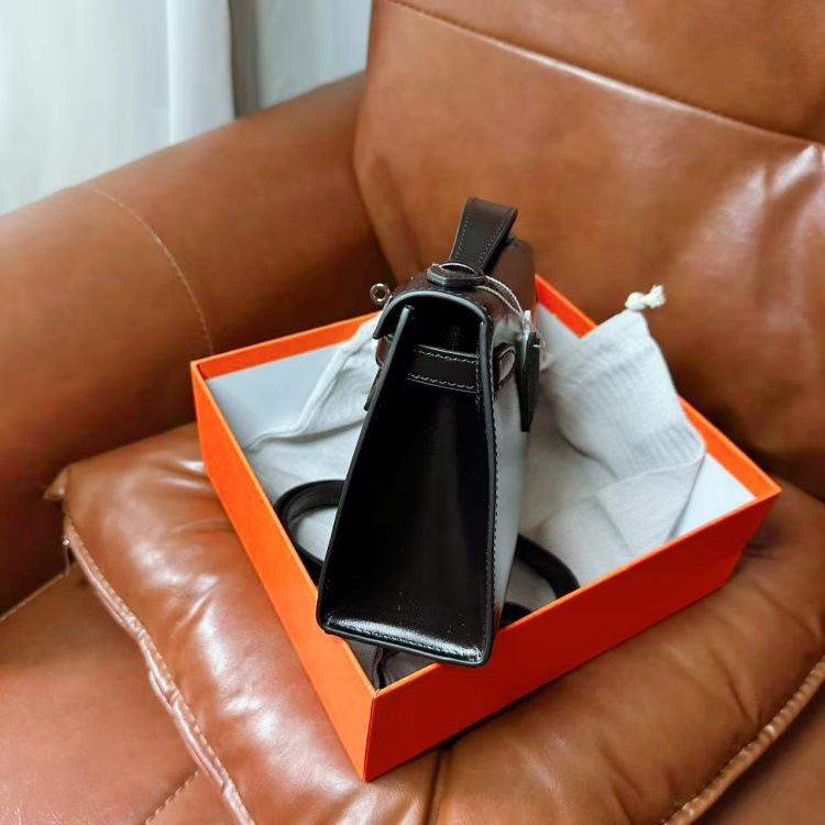 Abendtasche Mini Kelli Tasche Generation Handtasche 22 Palmendruck Swift Rindsleder Schwarz BOX Silberne Schnalle Clutch Tasche Schulter